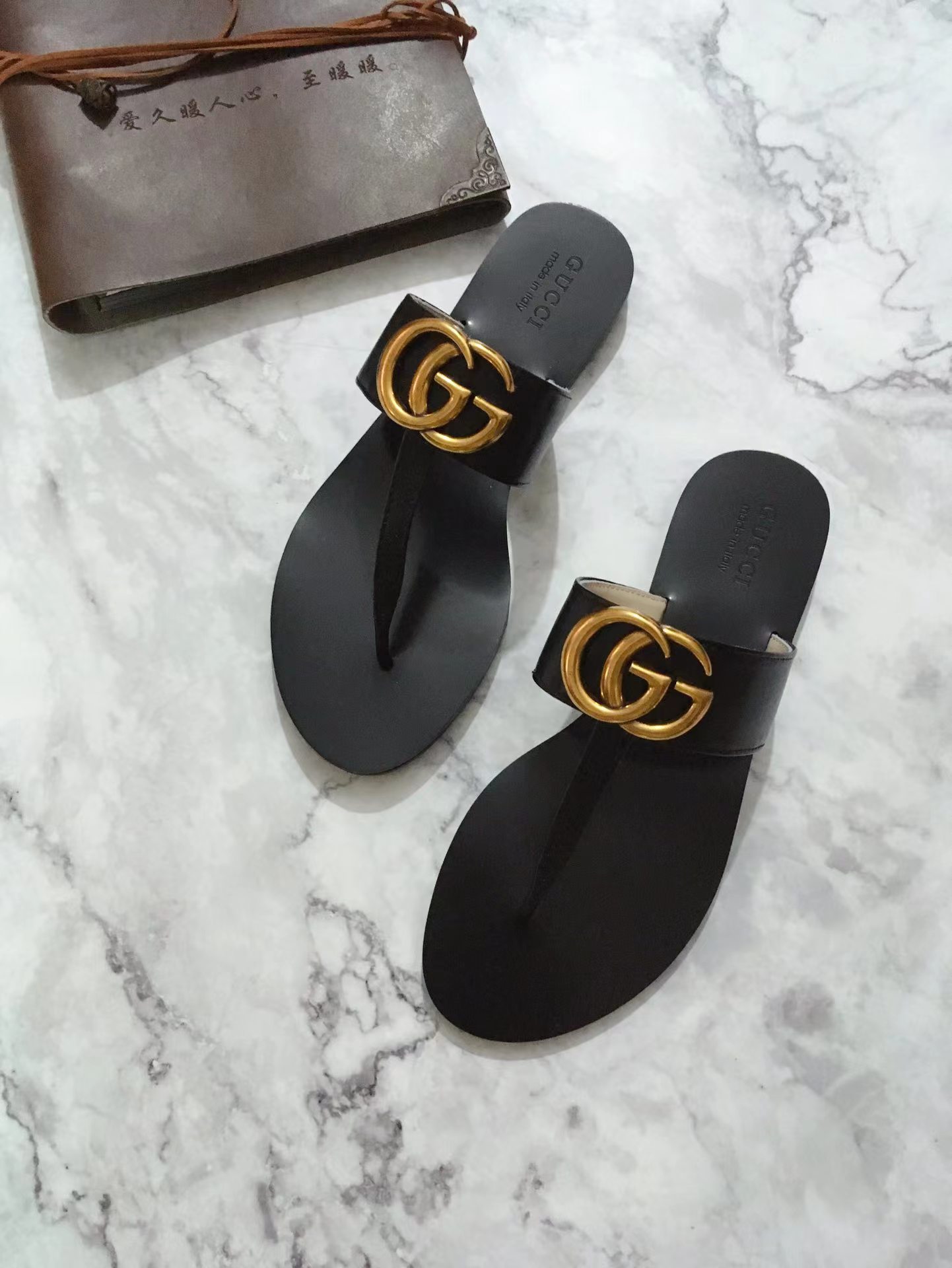Leather thong sandal with Double G - Image 6