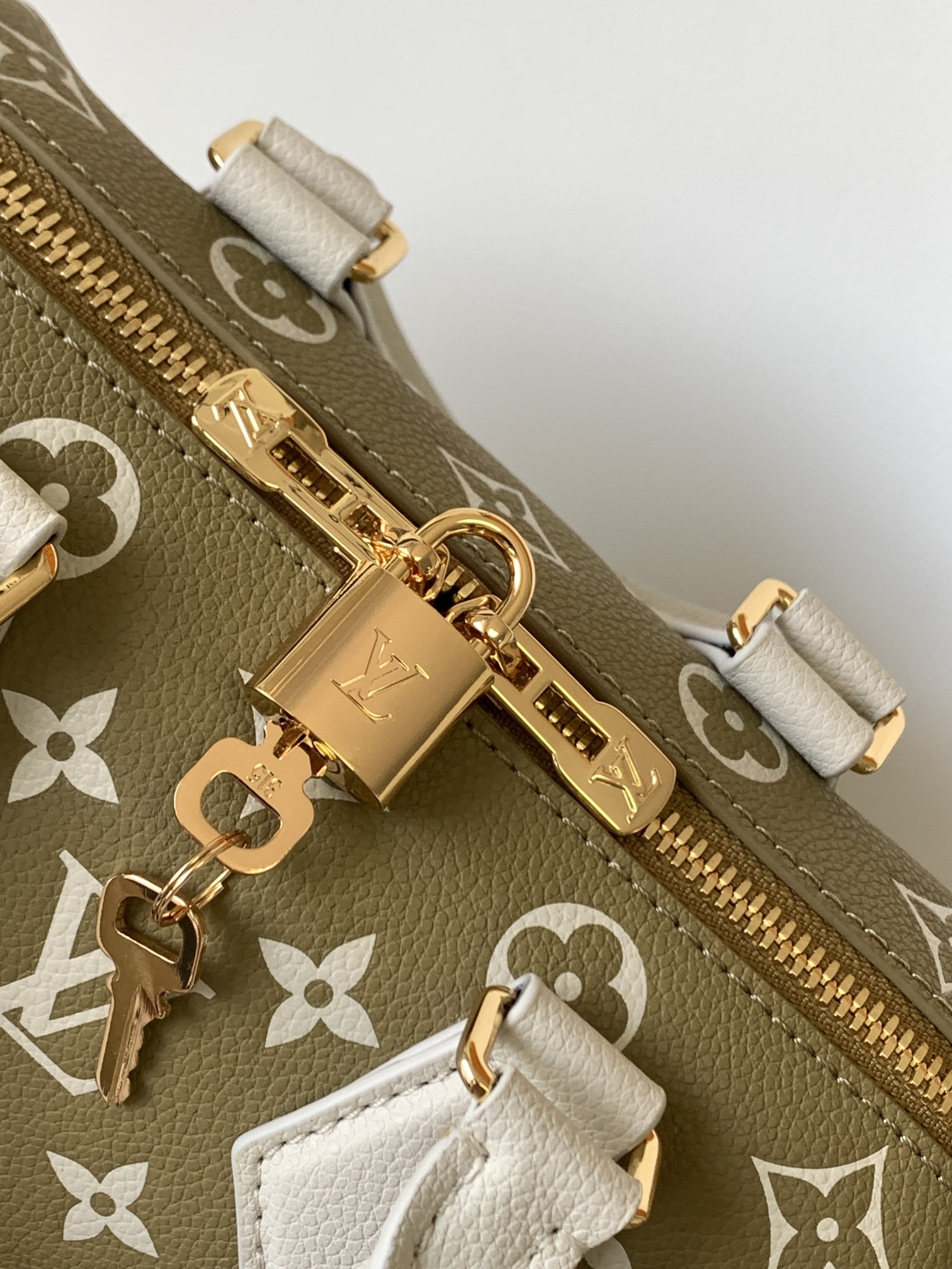 Elite Duo Canvas Luxe Handbag – Green & White - Image 4