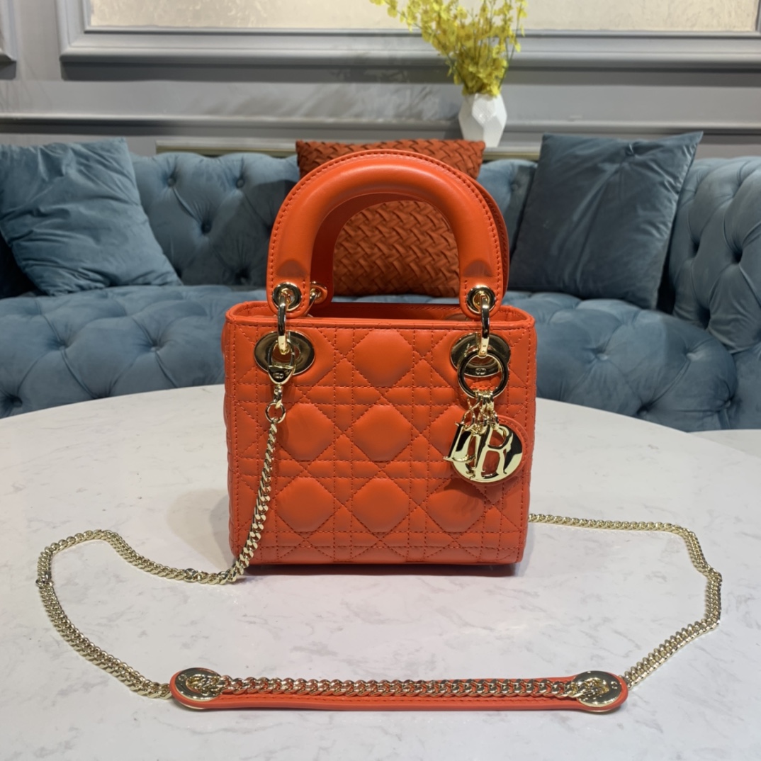 Elegant Orange Lambskin Luxury Style Women’s Handbag – Gold Tone Hardware Premium Edition