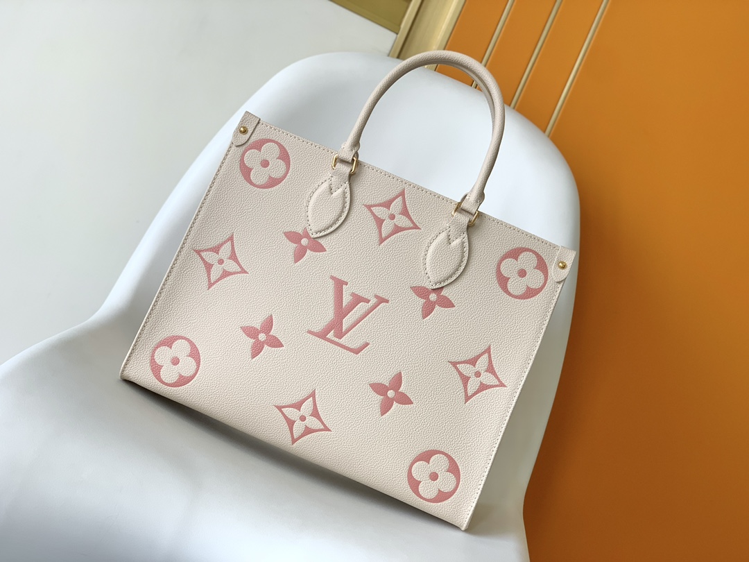 M21575 Cream White & Pink Designer-Inspired Silkscreen Luxury Handbag - Image 3