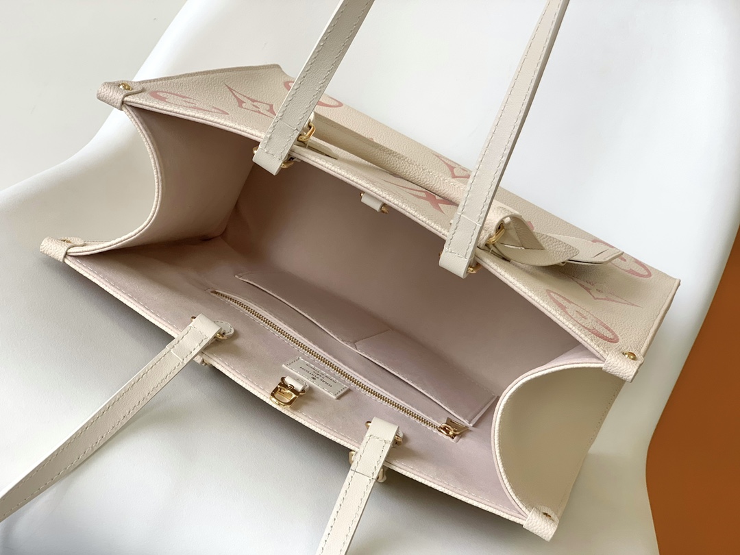 M21575 Cream White & Pink Designer-Inspired Silkscreen Luxury Handbag - Image 5