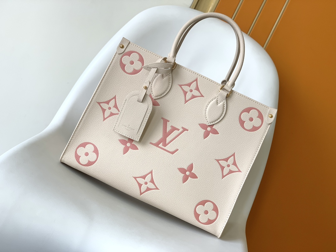 M21575 Cream White & Pink Designer-Inspired Silkscreen Luxury Handbag