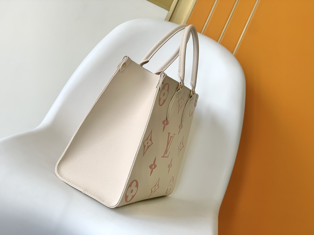 M21575 Cream White & Pink Designer-Inspired Silkscreen Luxury Handbag - Image 2