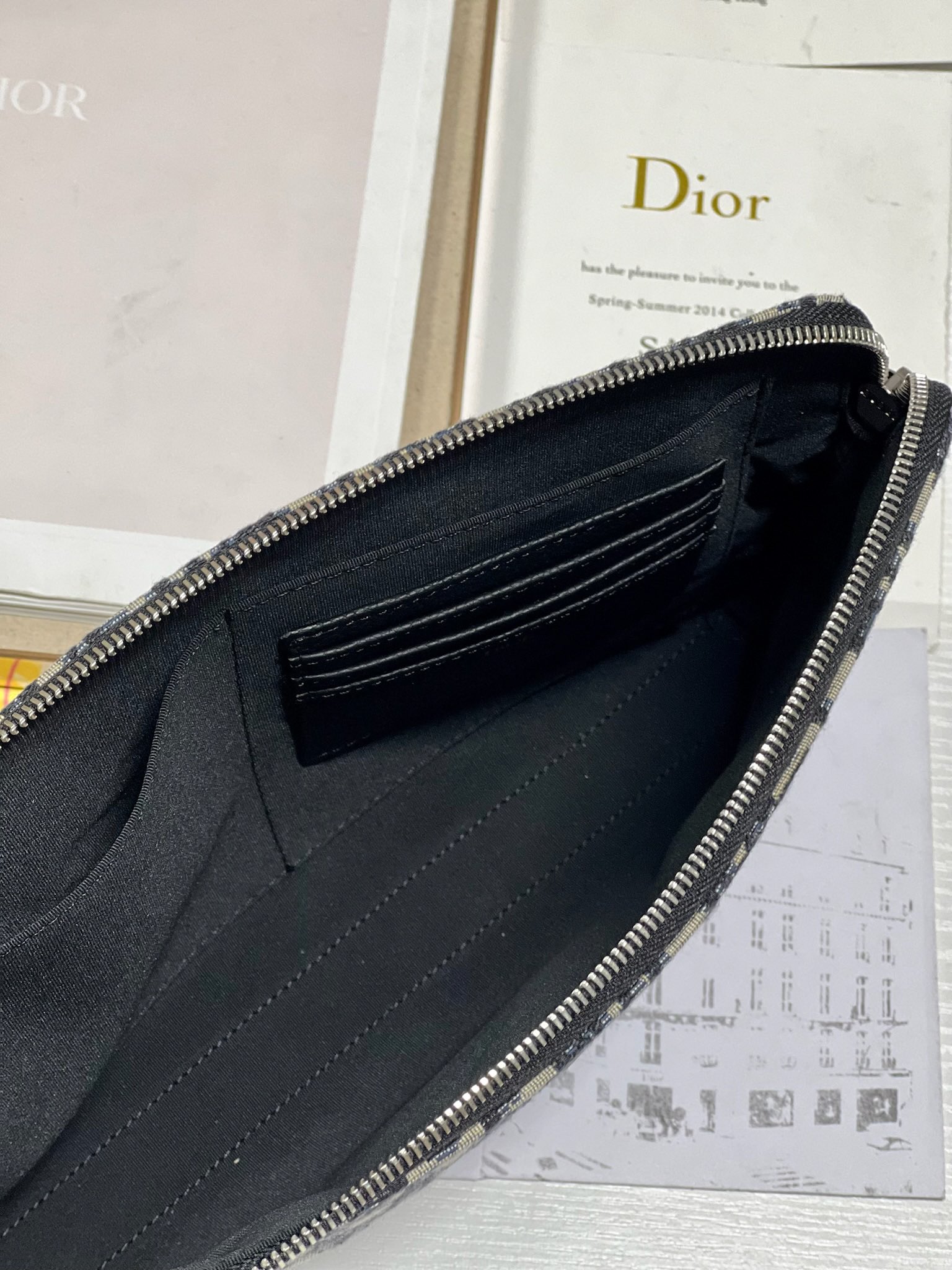 Midnight Arc Blue Canvas Clutch - Image 3