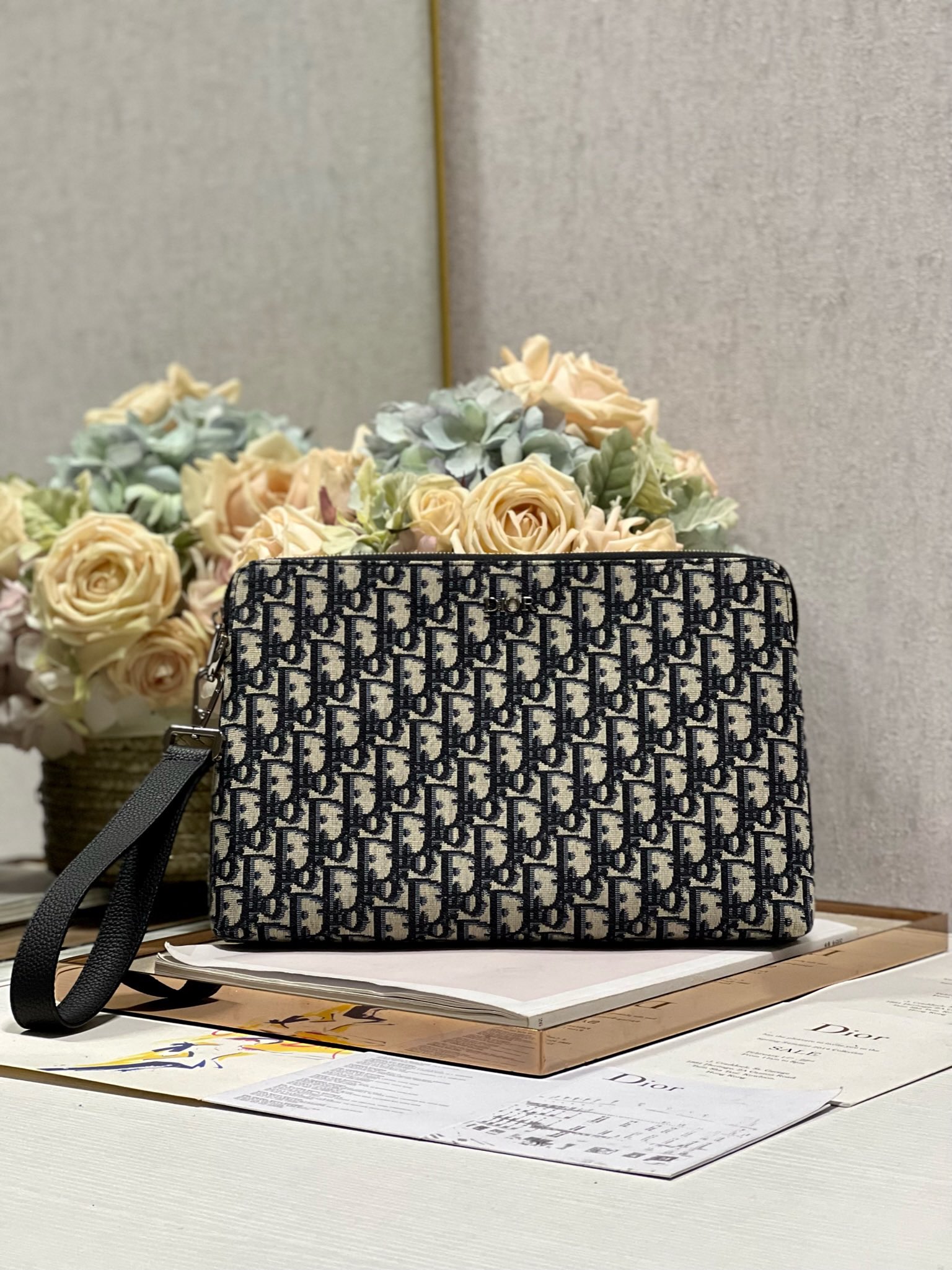 Midnight Arc Blue Canvas Clutch