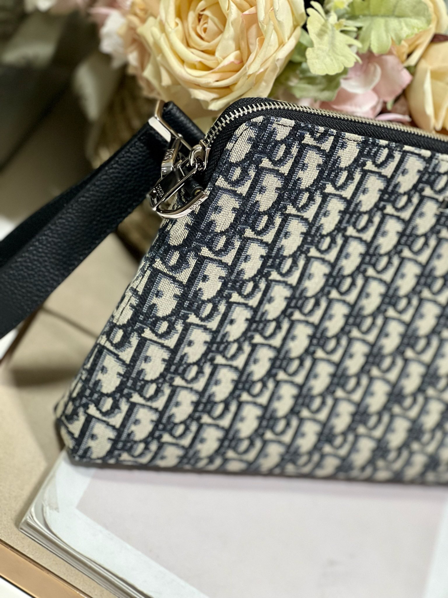 Midnight Arc Blue Canvas Clutch - Image 5