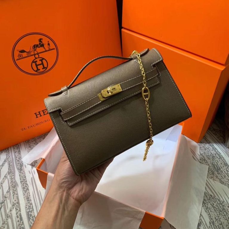 Hermès Kelly Pochette Mini Bag Brown - Image 5