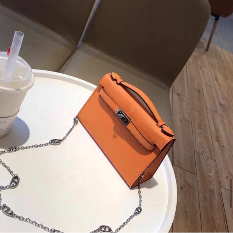 Hermès Kelly Pochette Mini Bag Brown - Image 7
