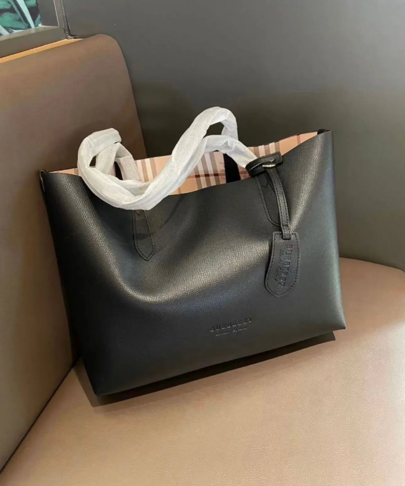 Burberry Leather Reversible Tote Bag
