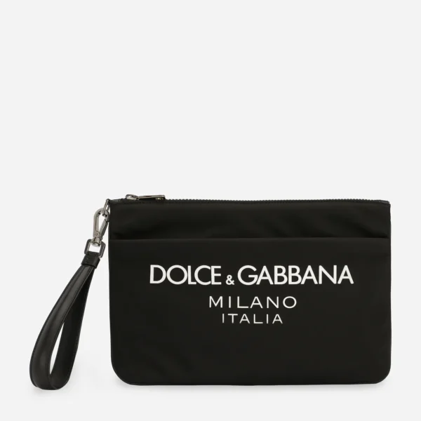 Dolce & Gabbana Nylon Rubberized Logo Pouch