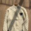 Chanel Luxury Fluffy Knit Zip-Up Sweater for Women | Soft White Jacket - Image 3