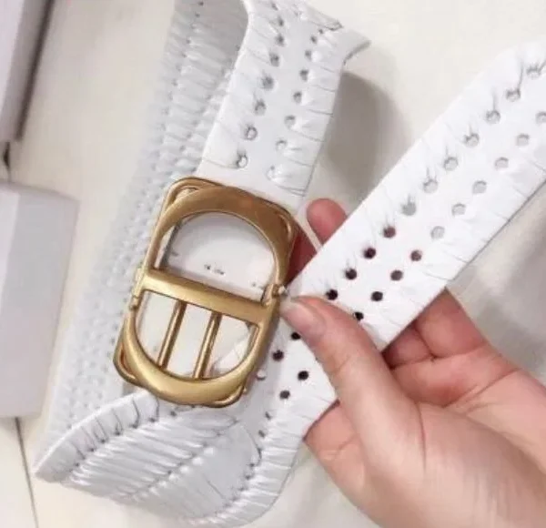 Dior White Extra Chunky Triple Prong Waist Belt