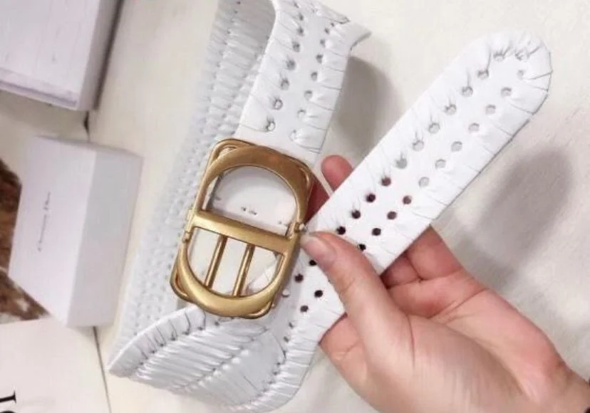 Dior White Extra Chunky Triple Prong Waist Belt