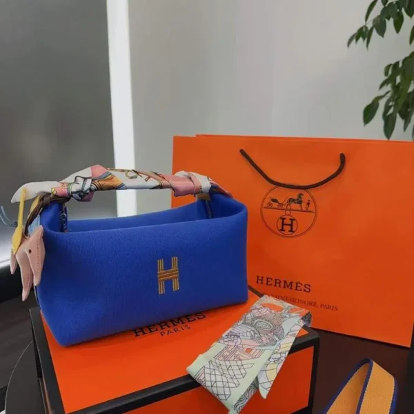 Hermes Trousse Bride-A-Brac Case Canvas Palladium Hardware In Variation