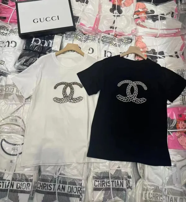 Chanel CC Logo T-Shirt With Half Sleevs - Image 2