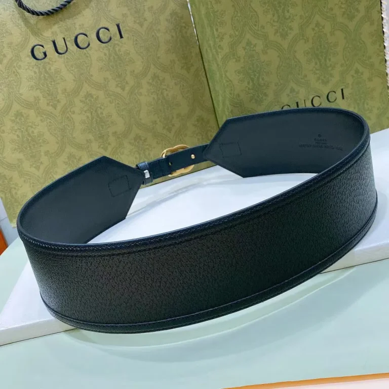 Gucci Black Textured Leather Waist Belt - Image 7