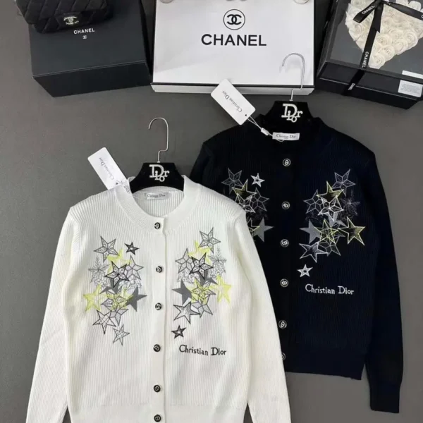 Christian Dior Off White Sweater Vintage Cardigan With Stylish Stars Design