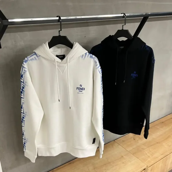 Stylish Fendi Logo White Cotton Hoodie