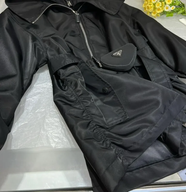 Prada Re Nylon Puffer With the Triangular Logo Belted Waistcoat - Image 7