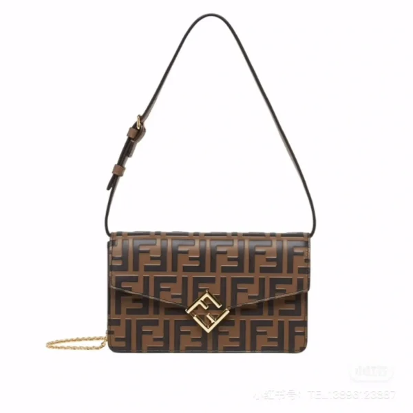 Fendi FF Diamonds leather chain wallet